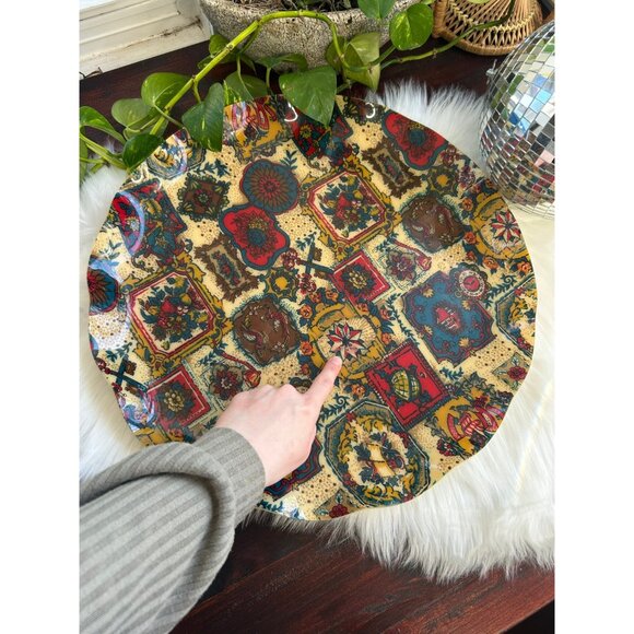 Vintage fabric fab tray 17” giant plate made in Canada boho cottagecore - Picture 3 of 7